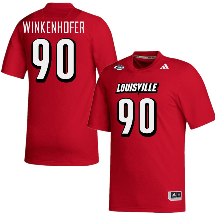 Men #90 Adam Winkenhofer Louisville Cardinals College Football Jerseys Stitched-Red